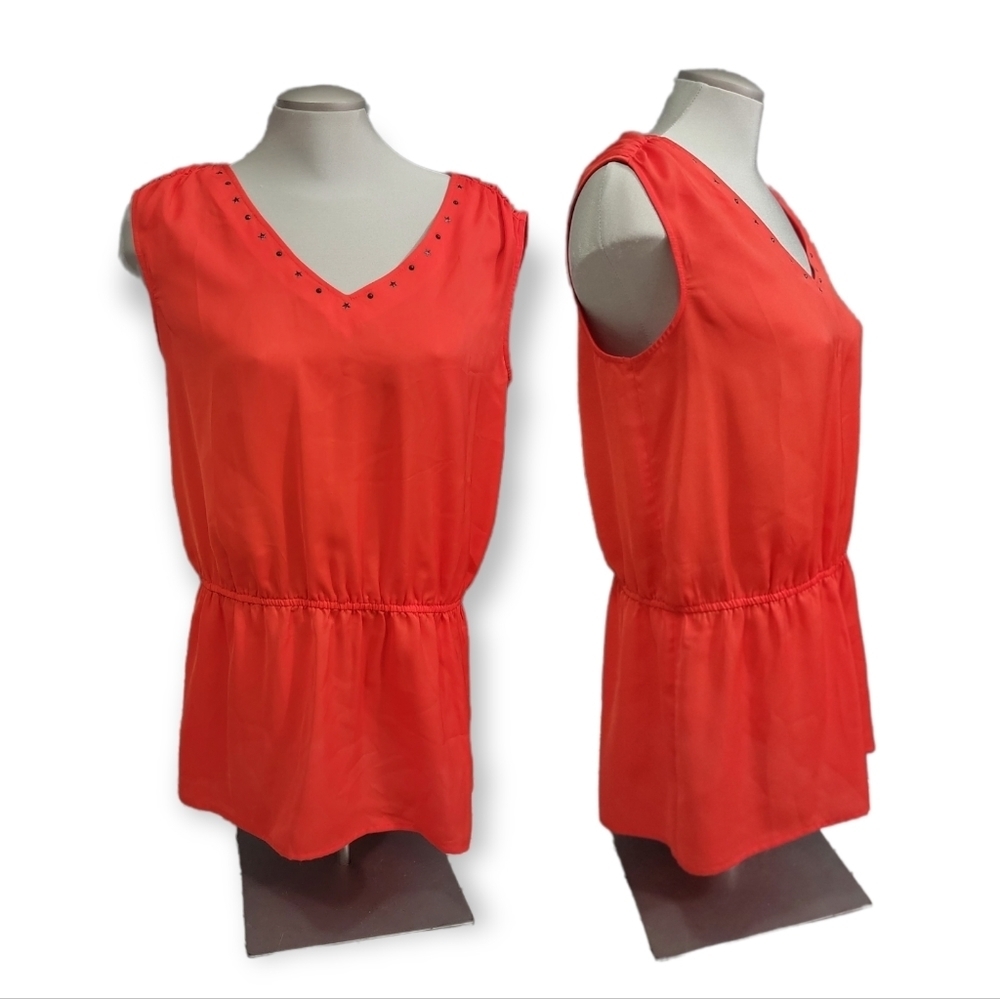 ❤️MEXX Burnt Red/ Orange Chiffon Sleeveless witj star studs
